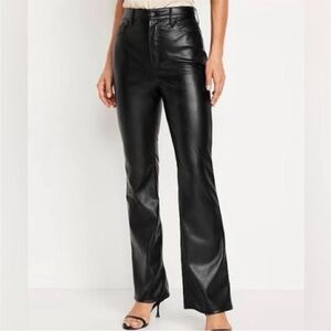 Old Navy High Rise Flare Black Faux Leather Pants size 4